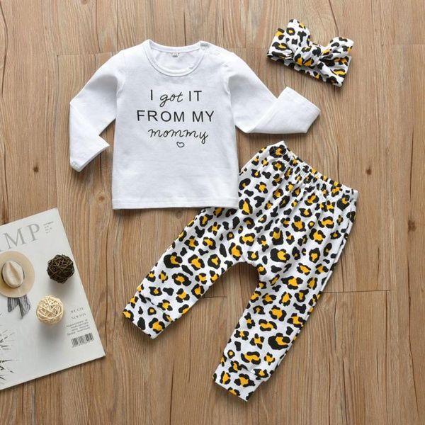 

newborn baby girl clothes autumn long sleeve letter i got it from my mommy t-shirt+pants+headband infant baby girl clothing set, White