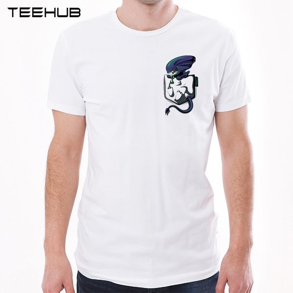 

2019 men's new fashion monster in pocket printed short sleeve t-shirt summer cool novelty o-neck soft tee
