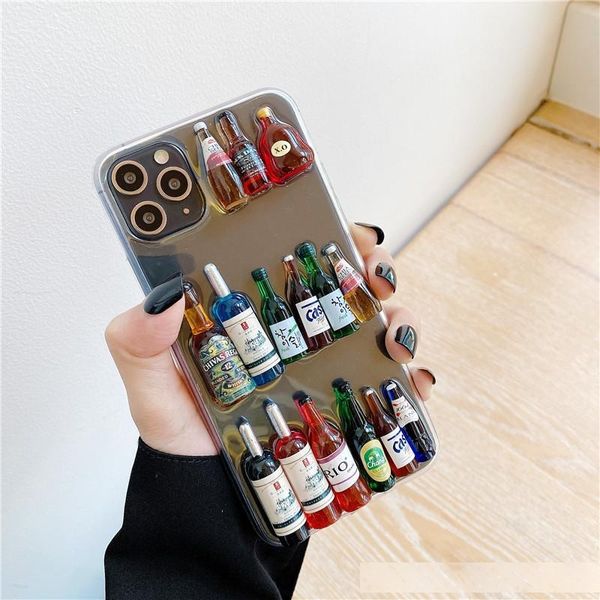 

stereo wine bottle suitable for apple 8p 11 phone case iphonexs/pro max creative xr epoxy se soft 7p female