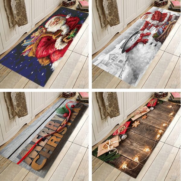 

carpets christmas flannel carpet santa claus rugs anti-slip kitchen room xmas floor mat
