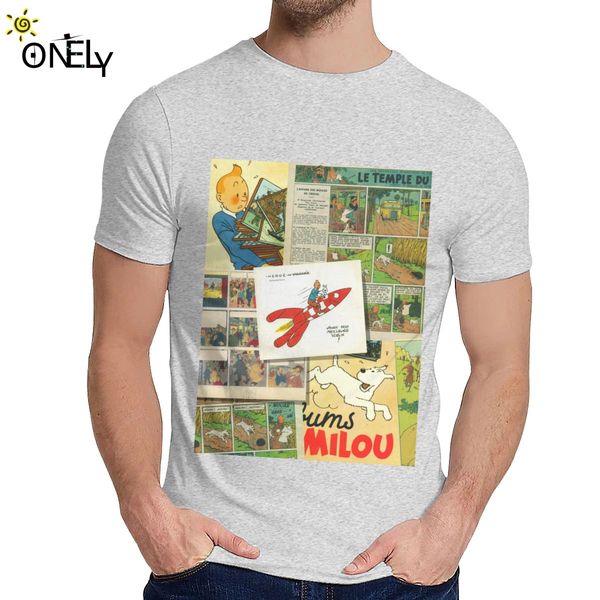 

classic round neck the adventures of tintin tintin collage t shirt custom for men slim t shirt design for unisex