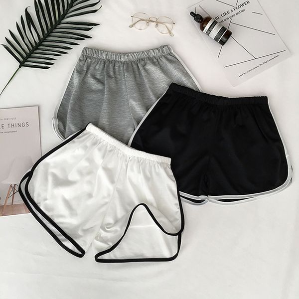 

2019 simple women casual shorts patchwork body fitness workout summer shorts female elastic skinny slim beach egde short hot, White;black