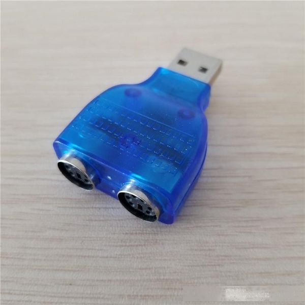 

10pcs/lot usb adapter to dual ps2 adapter conversion head male to female mouse & keyboard head blue