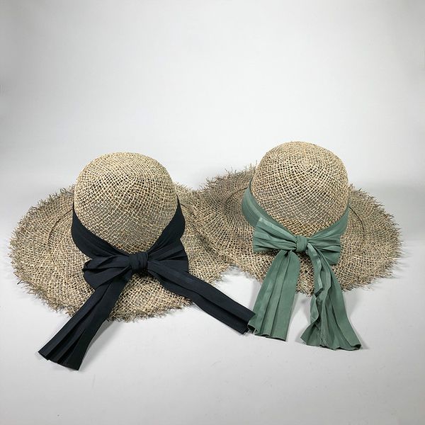 Fashion Breathable Green bow Straw Beach Sun Hats For Women Hat Size 56-57 cm Cool Ladies Summer Hat