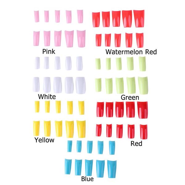 

500pcs diy french nail tips pure color plastic artificial false nails women half cover uv gel manicure art salon accessories, Red;gold
