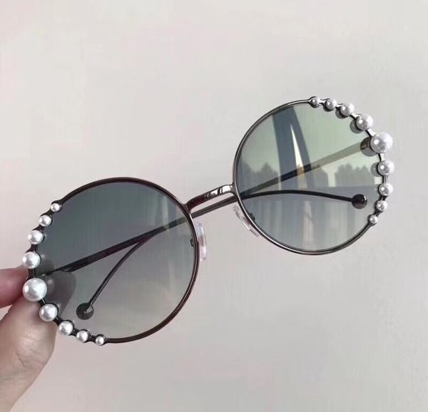

fashion pearls 0295/s light ruthenium/grey shaded round sunglasses women fashion sunglasses gafas de sol with box, White;black