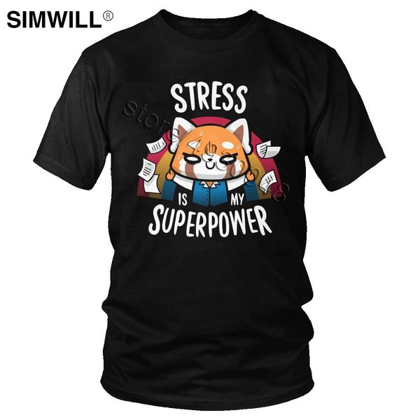 

аниме aggretsuko t-shirt для мужчин хлопок агрессивное retsuko футболка с коротким рукавом экипаж шеи graphic tee рубашки merchandise подаро
