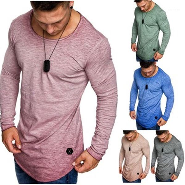 

bottoming shirt clothing designer men splice tshirt long sleeve summer new slim thin round neck skinny solid color fashion man sports, Black