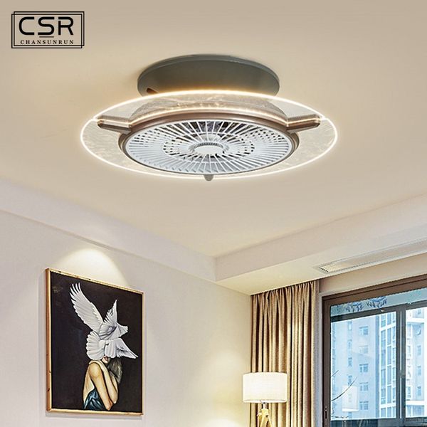 

electric fans smart ceiling fan with lights remote control bedroom decor ventilator lamp 56cm air invisible blades silent 110v/220v