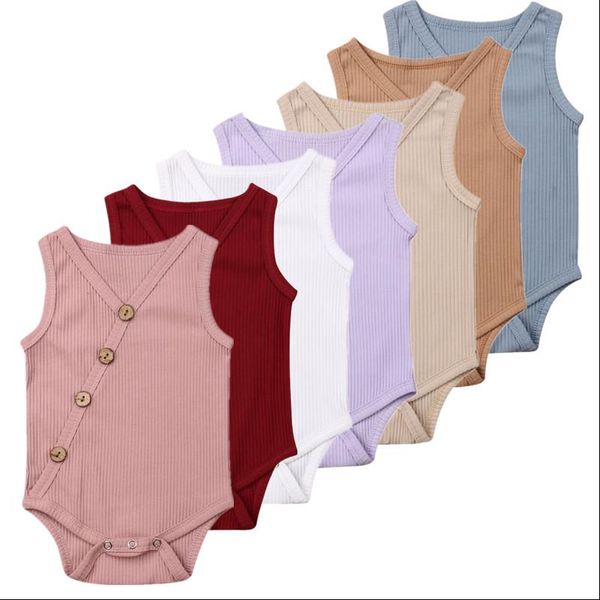 

повседневный летние новорожденные детские bodysuits одежда хлопок твердые нашивки малышей детские детские мальчики девочки рукавов комбинезо, Blue