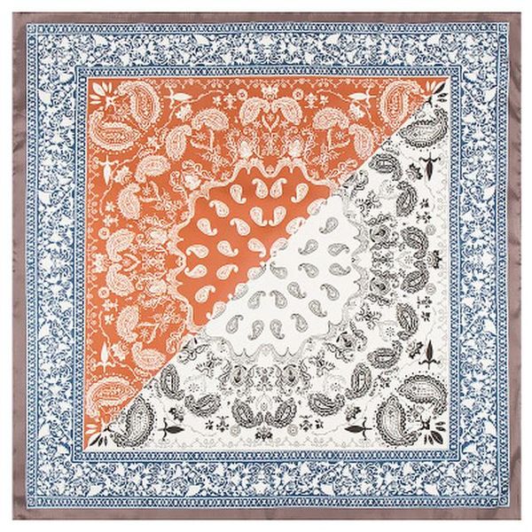 

60x60cm retro paisley square scarf women bandana head scarf half color female motorcycle headwear outdoor riding collar bbyrto alice_bag, Black