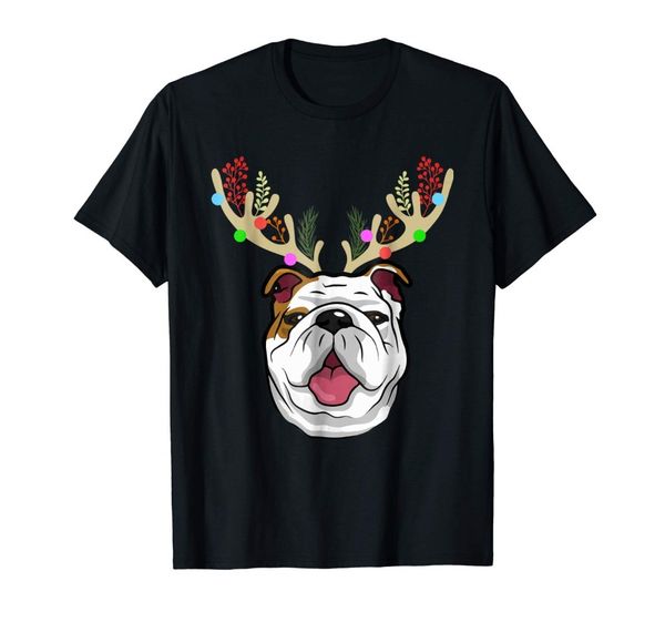 

xmas funny bulldogs with antlers christmas t shirt xmas 2019 summer men's tees nerd t shirts