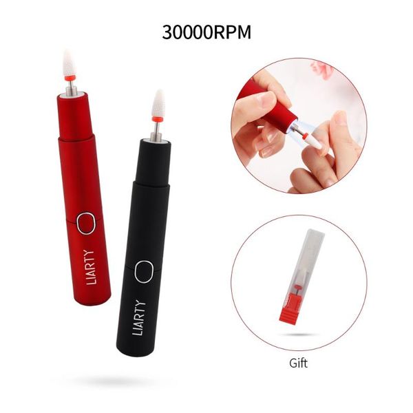 

nail drill & accessories 15000/30000rpm portable led light pen high speed adjustable mini handpiece machine remove uv gel usb recharge