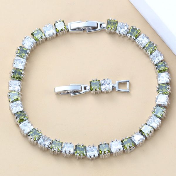 

charm bracelet women wedding jewelry olive green cubic zirconia link chain length 18+3cm fashion health costume, Black