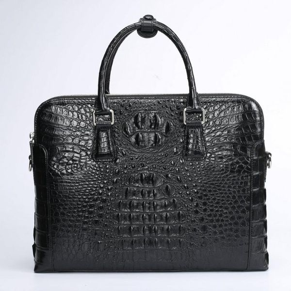 

2020 new crocodile leather lapmen's computer bag double pull briefcase business office bags for men hand high-end messenger