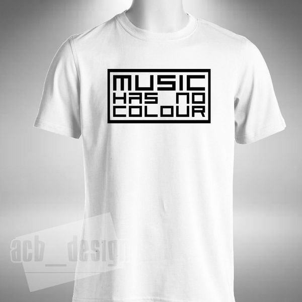 

2019 new fashion tee shirt music has no colour mens t-shirt black white no to racism summer t-shirt