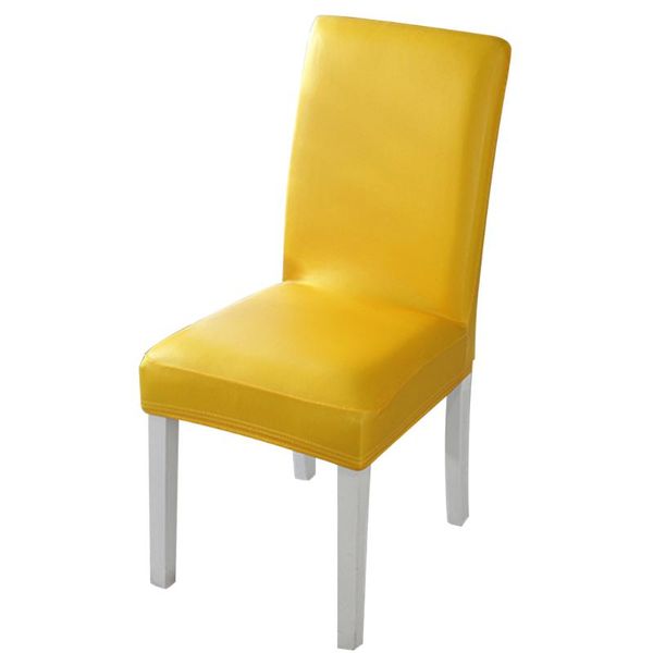 

elastic stretch wedding banquet office solid dining room removable pu leather party chair cover home decoration restaurant