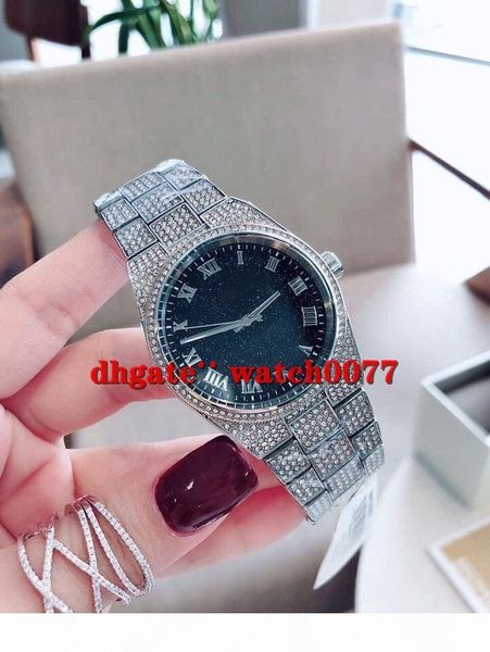 

new mk6089 black dial crystal pave bracelet band ladies watch 6089, Slivery;brown