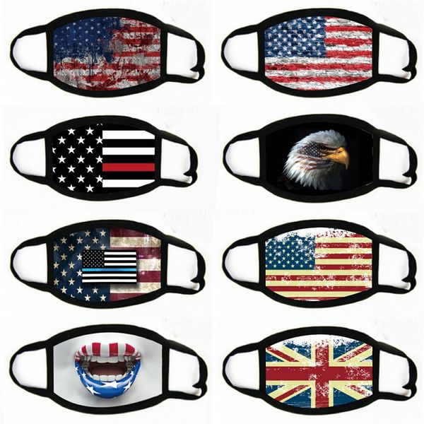

2020 new mens and womens cotton face mask cotton washing protective mask american flag printed leopard print masks#391, Black