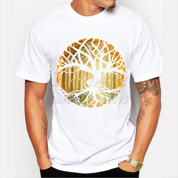 

new design druid tree printed men's t-shirt o-neck short sleeve cool
