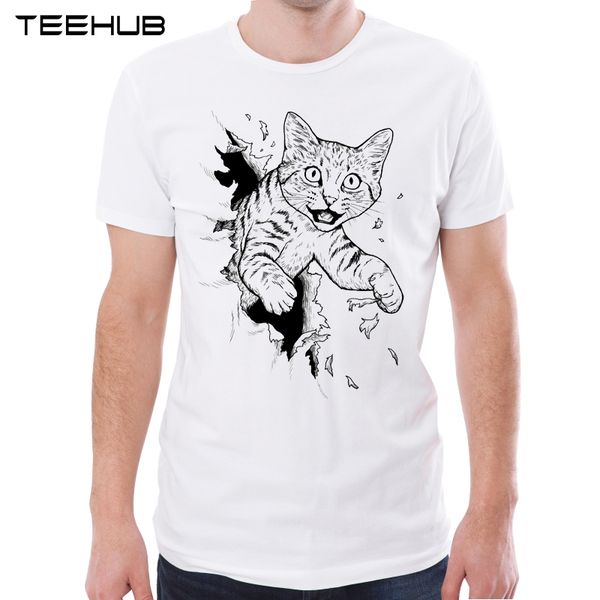 

teehub новое прибытие 2019 мужская мода разорение cat printed t-shirt с коротким рукавом тройник hipster прохладный tops дизайн