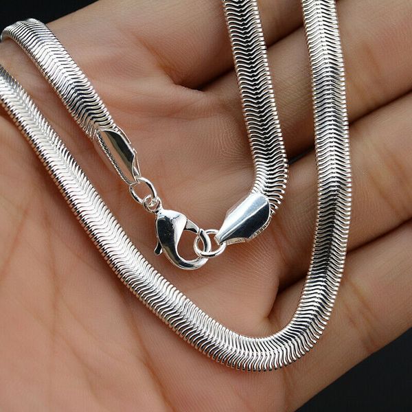 

silver color 6mm flat snake chain necklace 20-24inch for men women wedding jewelry