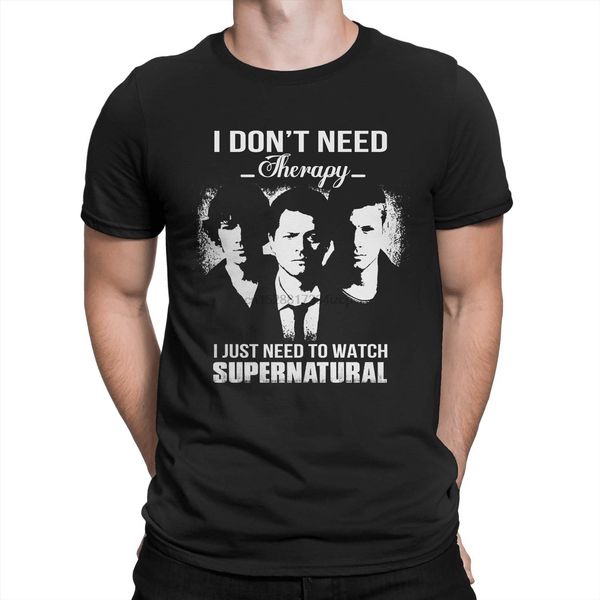

zoko apparel don need therapy just need to watch supernatural t shirt short sleeve round neck t-shirt promotion tee