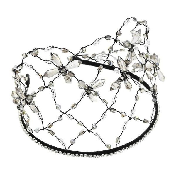 

baroque vintage crystal rhinestone tiaras crowns mesh net headband for women girl pearl head buckle bride wedding hair jewelry, Golden;silver