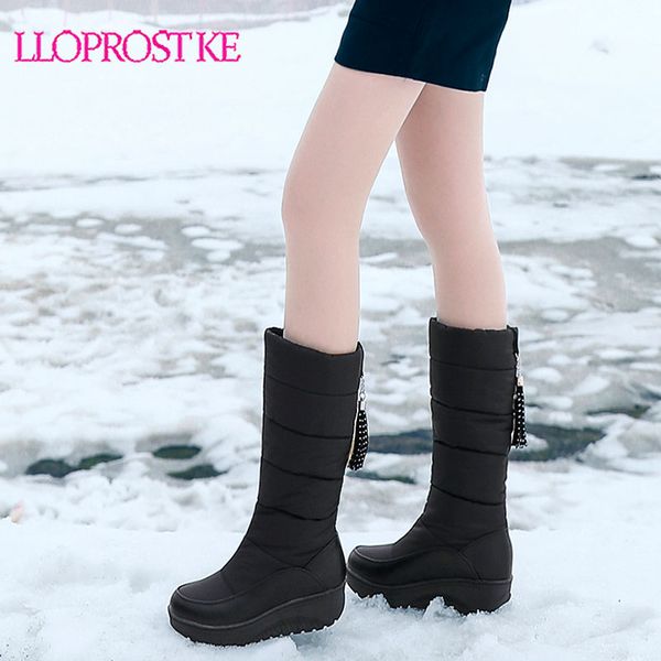 

lloprost ke 2020 height increasing snow boots warm fur platform elegant women elegant round toe mid calf boots size 35-43 h671, Black