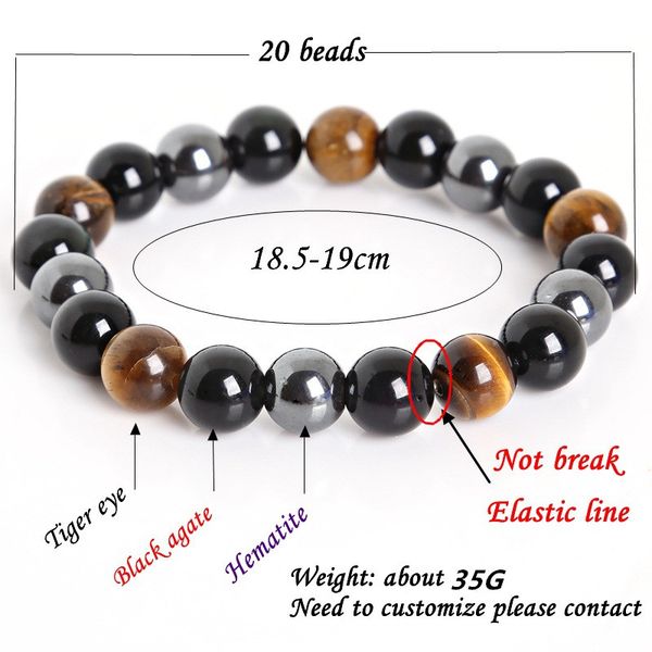 

bracelet 10mm tiger eye & hematite & black obsidian bracelets men natural stone bangle natural stone bracelets for women, Red;blue