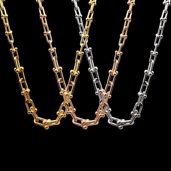 

titanium steel t gradual change necklace u shaped chain t thick gradual change lovers necklace, Silver