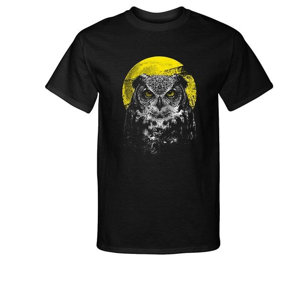 

2019 fashion cotton tee shirt fashion night owl and full moon t-shirt