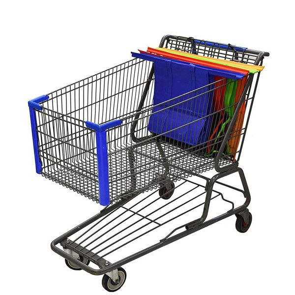 

cart trolley supermarket shopping bag grocery grab shopping bags foldable tote eco-friendly reusable supermarket bags 4pcs/set 200919