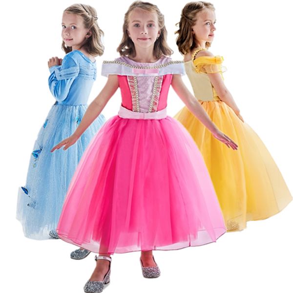 

fancy sleeping beauty girl dresses princess halloween costumes kids party dress girls clothes for party 4-10t, Red;yellow