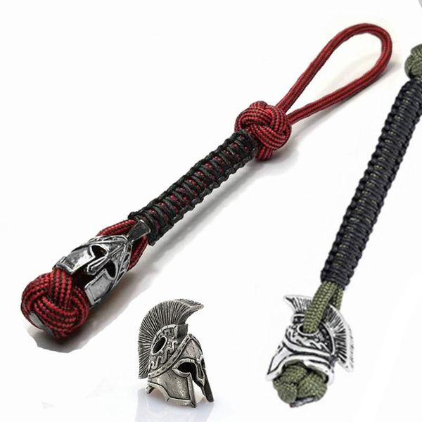 

keychains vintage spartan warrior lanyard keychain woven paracord survival rope jewelry handmade knife car key keyring, Silver