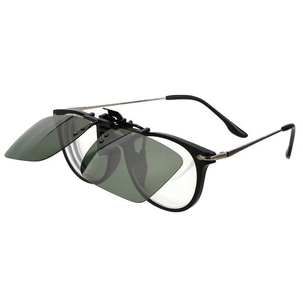 

car driver goggles polarized clip on sunglasses driving night vision lens clip up clip-on myopia glasses male anti-uva, White;black