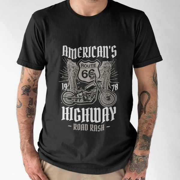 

americans highway road rash route 66 mens black t-shirt size s-5xl