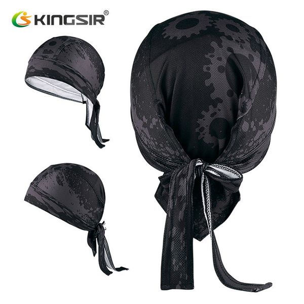 

kingsir quick dry bicycle cap sun protection hiking riding head scarf breathable anti-uv men bandana ciclismo pirate hat, Black