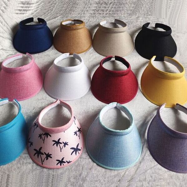 

summer women casual sun visor hat beach empty hat ladies adjustable nature straw ess cap, Blue;gray