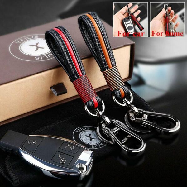 

fashion car gadget metal leather keychain universal car interior keychain key chain ring holder bag gift, Silver
