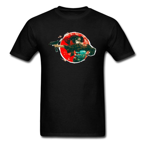 

tokyo extreme men t shirt black t-shirts kimono woman with guns tshirt print vintage japan style clothes plus size tee
