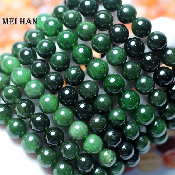 

meihan wholesale (38pcs/set/46g) natural russian jadeite 9-9.8mm smooth round beads stone for jewelry making diy design