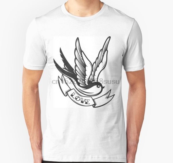 

мужчины тенниска старой школы татуировки ласточка птица унисекс t shirt печатных t-shirt тройники верхней