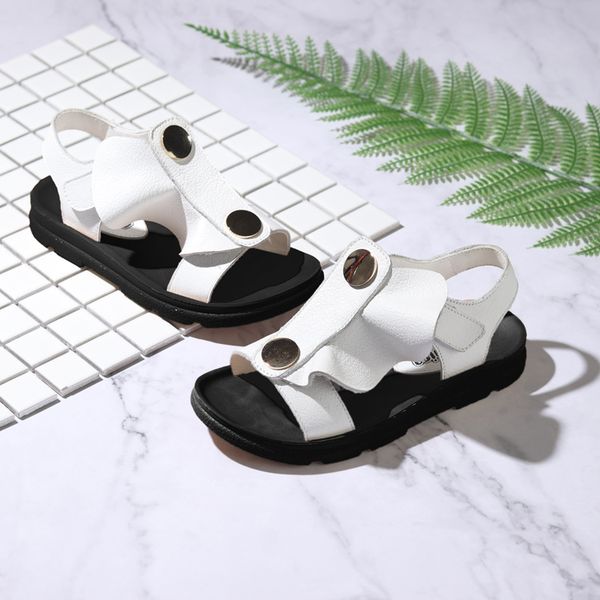 

girls genuine leather sandals 2020 new style summer little girl princess shoes toddler sandals, Black;red