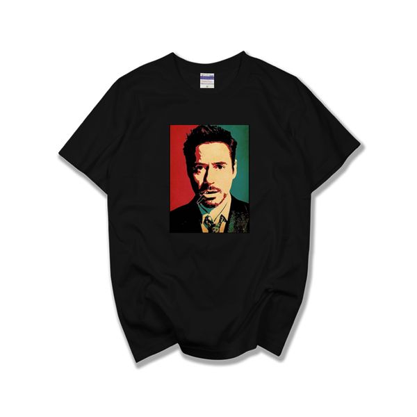 

robert tony junior t-shirts charm male iron man tee jersey men & 100% cotton