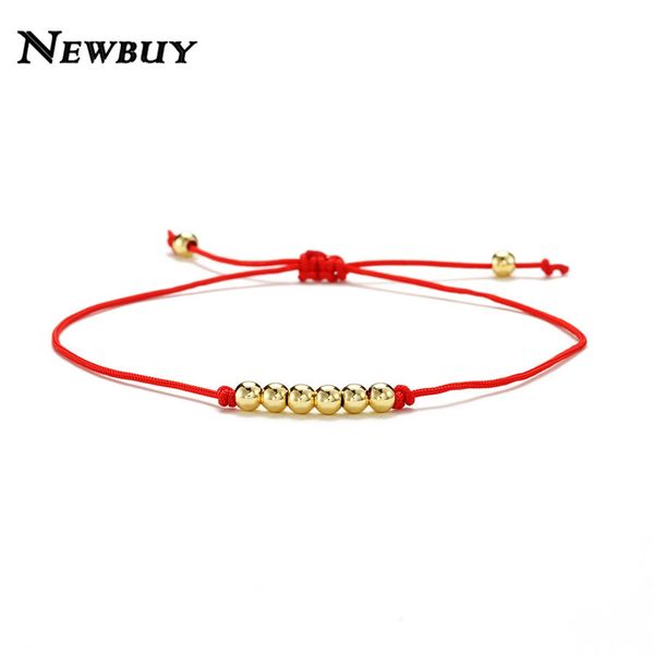 

charm bracelets cmoonry trendy gold color 4mm copper beads for women girl handmade red string lucky braccelet female accessories, Golden;silver