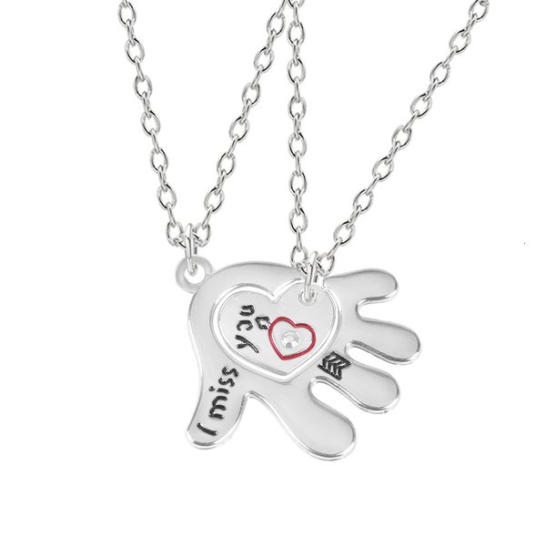 

diy пара ожерелье девушки женщин палм сердца головоломка i miss you кулон ожерелья романтический harajuku ювелирные подарки dropshipping, Silver