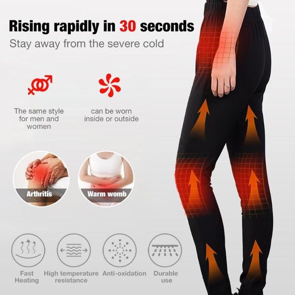

3-speed intelligent electric heated warm pants men women usb heating base layer elastic trousers insulated washable warm pants, Black