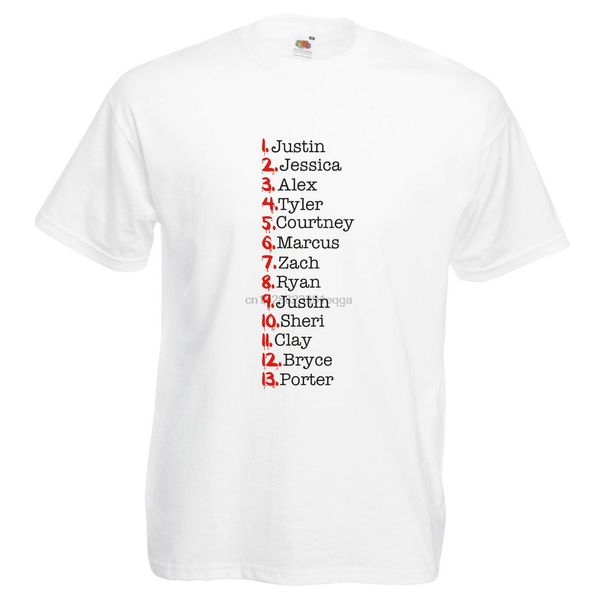 

13 reasons why tape names printed t-shirt summer streewear sizes-3xl