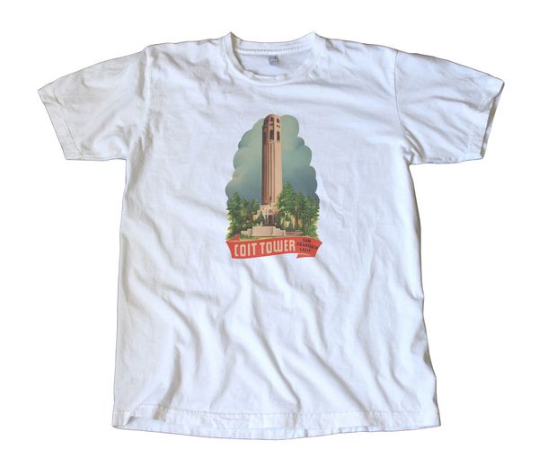 

coit tower san francisco travel декаль t-shirt - калифорния, art deco